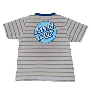 y2k santa cruz california skate beige striped oversized crewneck skater shirt